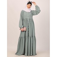 Fashionable Buttons with chest open design abaya-Sky Blue Fashionable Buttons with chest open design abaya-Sky Blue